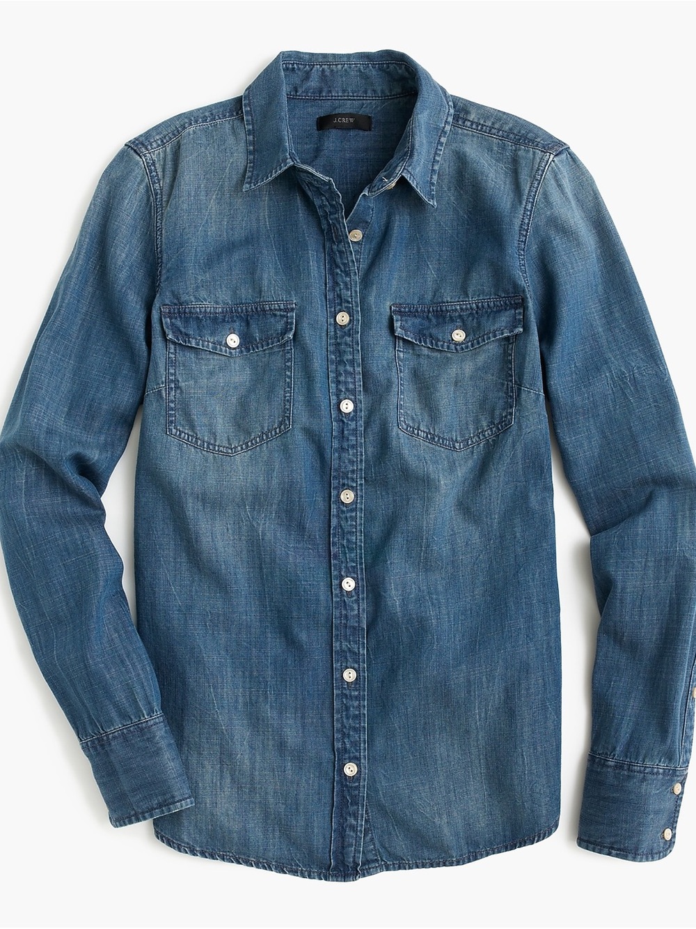 J.Crew Chambray Denim Button-Front Shirt - Blue